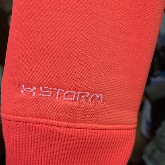 Under Armour Vibrant Pink/ Orange Hoodie with Blue Logo - Picture 3 of 4